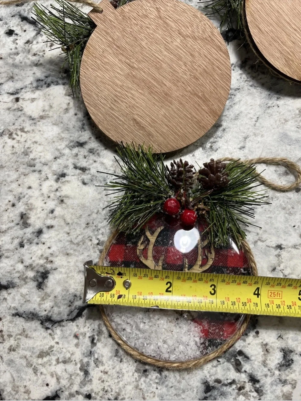 Rustic Red Buffalo Plaid Reindeer Holiday Ornaments - Set of 4
